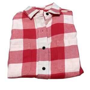 Pact women’s holiday gingham Mila organice cotton flannel shirt size small new
